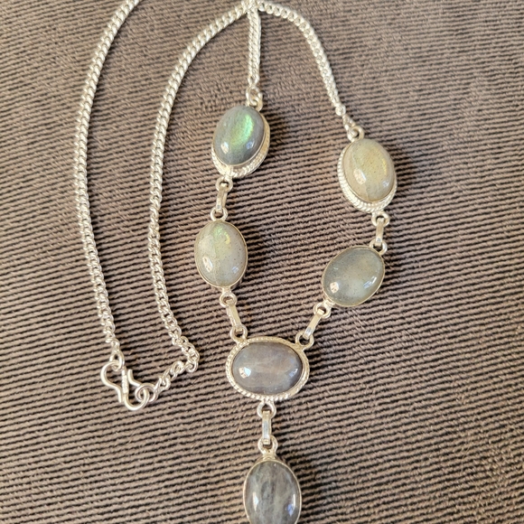 Elegant Silver and Gray Stone Necklace - Picture 6 of 7